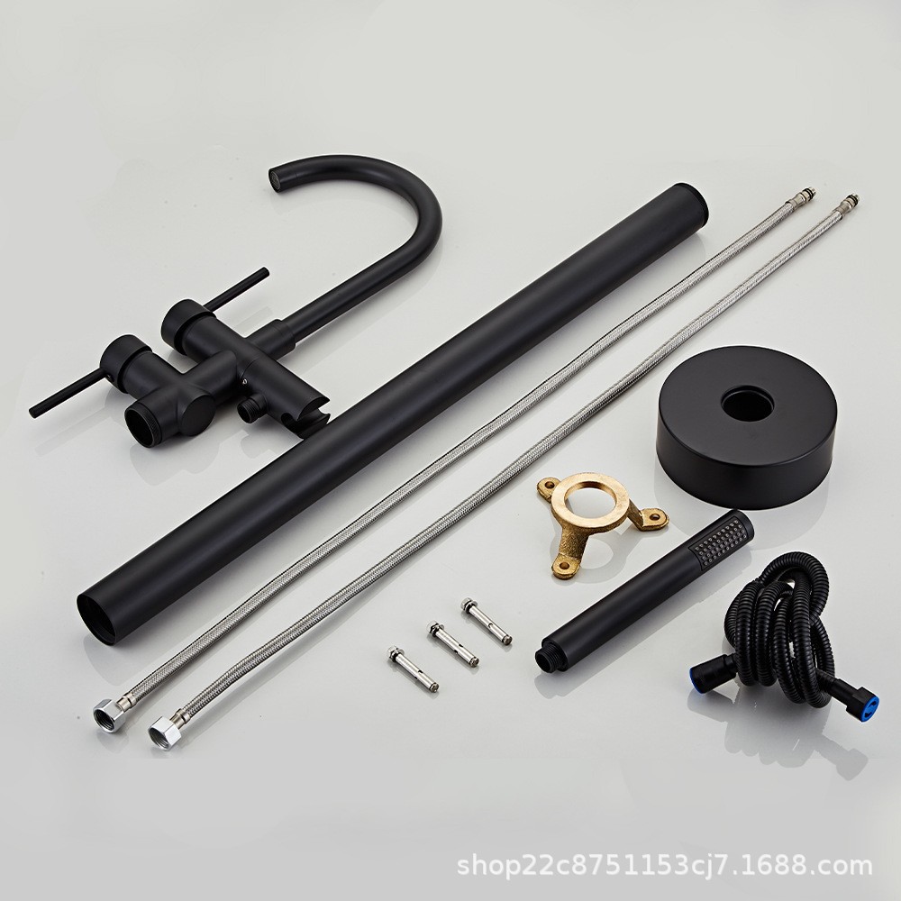All-copper gold floor-standing bathtub faucet, brushed gold gun gray column basin shower faucet, hotel floor-standing showerhead Application Scenario