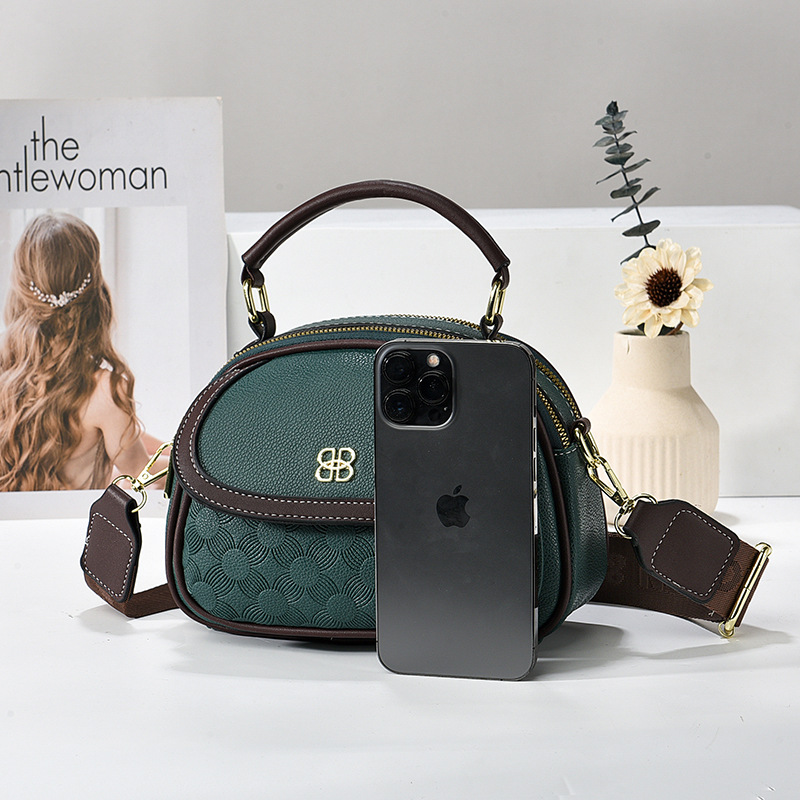 Multi-pocket stylish ladies' handbag, new Spring/Summer 2024, large-capacity double-zipper bag, single-shoulder crossbody bag for women Specification drawing