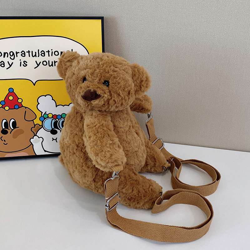 2025 Cartoon Bear Backpack, Plush Toy, Little Bear Backpack, Doll Gift, Girlish Heart Outing Comfort Backpack full figure