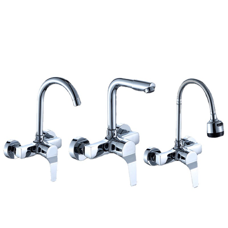 Concealed wall-mounted hot and cold kitchen faucet, sink, washbasin, copper Yisi mixed hot and cold rotating faucet Item Picture