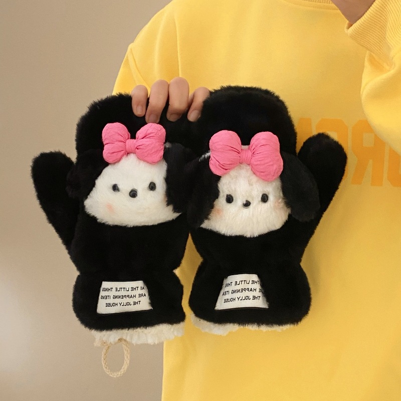 Bowknot puppy scarf on Instagram, high appearance level for winter, windproof and cold-proof, thickened and fleece warm scarf for student cycling Item Picture