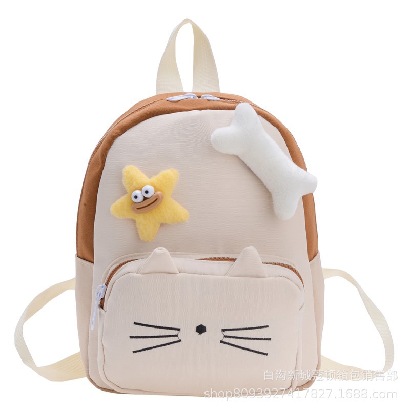 Children's bags, Japanese and Korean cartoon cat kindergarten schoolbags, lightweight baby school style color-blocking backpacks, travel bags Item Picture