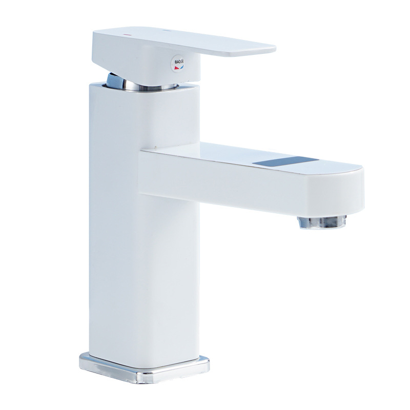 Bathroom washbasin, digital temperature-controlled faucet, double bathroom cabinet, black and white square tap water, cold and hot water faucet Item Picture