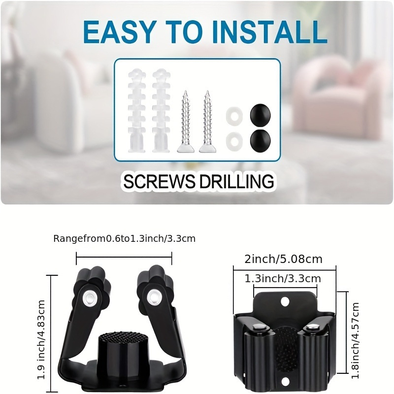 Cross-border best-selling mop clamp, wall-mounted stainless steel mop rack, mop broom hook, storage tool clamp, garage hanging details Picture