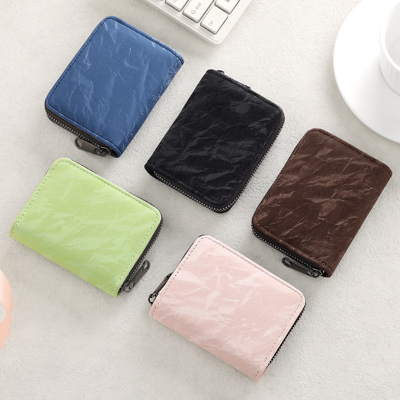 Anti-demagnetization, anti-theft, multi-functional card case, large-capacity accordion water corrugated card holder, trendy and simple zipper clutch full figure