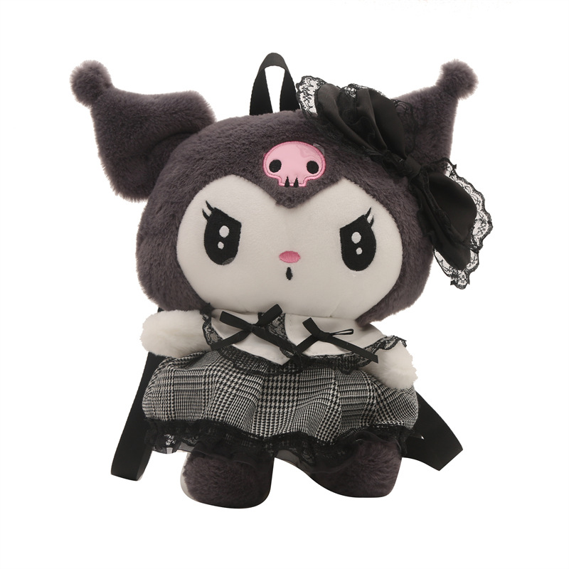 A new cartoon style, cute and sweet plush toy bag, a Japanese-style Instagram cute and dark Kuromi doll backpack Item Picture