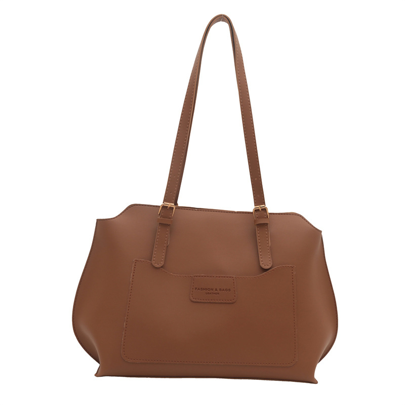 2024 New style color-block tote bag, single-shoulder bag, women's autumn and winter retro, versatile and high-end underarm bag Item Picture