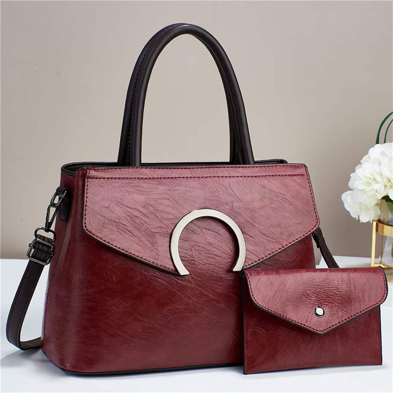 Two-piece women's bag set 2022, high-end, large-capacity single-shoulder bag, crossbody bag, hand-held buns, mother's bag, women's bag Specification drawing