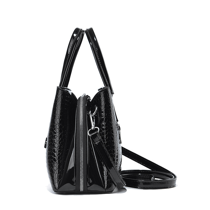 【 Cross-border Women's Bag 】 Fashionable shiny leather handbag for women 2023, new European and American stone-patterned goddess commuter bag, single shoulder Specification drawing