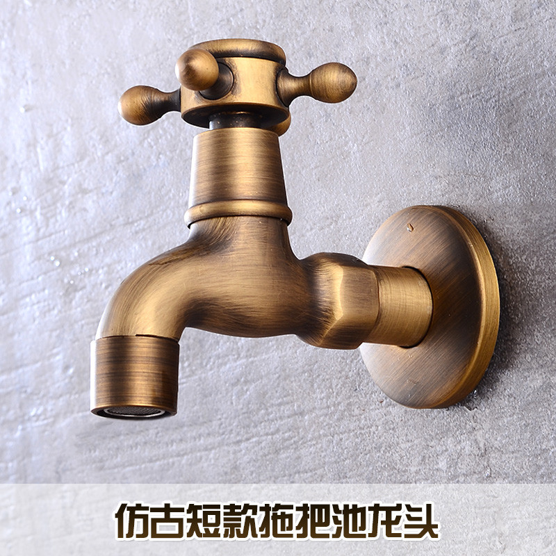 All-copper kitchen, antique single-cooling mop sink, special faucet for washing machine, extended quick-opening wall-mounted faucet, retro style Application Scenario