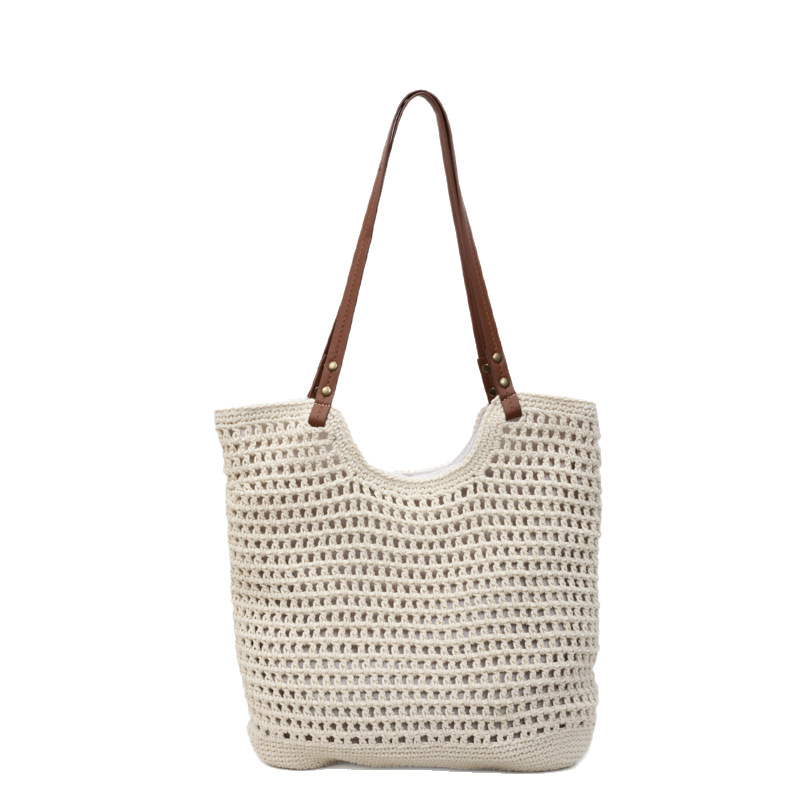 Korean-style women's high-end bucket bag, large-capacity underarm bag, new straw woven bag for summer 2025, fashionable single-shoulder bag Item Picture