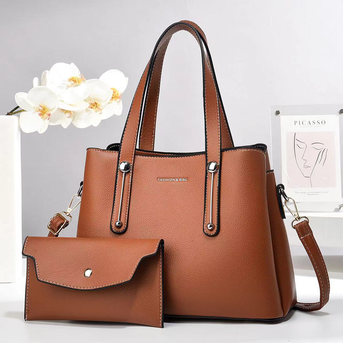 Cross-border large-capacity handbag, 2024 new commuter fashion mother-and-child bag, mom's style, middle-aged women's bag, single-shoulder bag details Picture