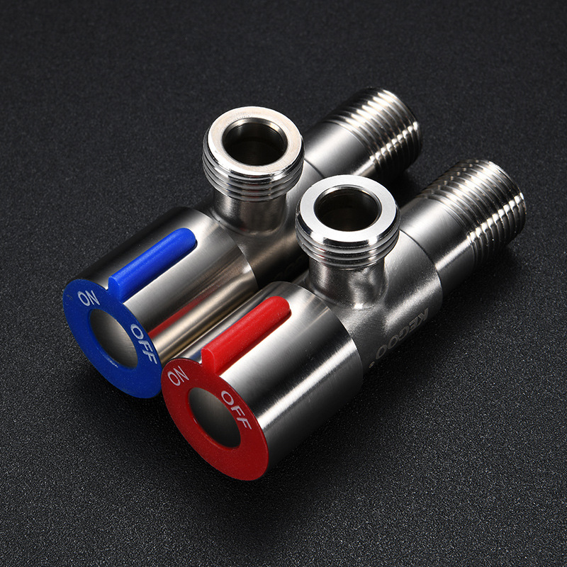 SUS304 stainless steel Angle valve, one-in and two-out switch, double-way and three-way Angle valve, toilet water heater stop valve details Picture