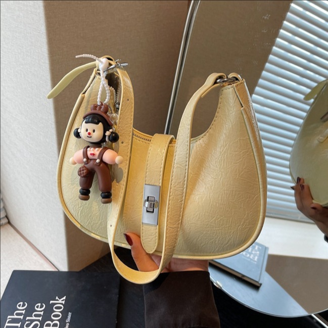 Cross-border trend women's Bag 2025 New style fashionable underarm bag Solid color handbag fashionable crossbody bag Simple single-shoulder bag full figure