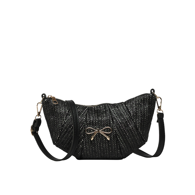 Bowknot personalized weaving 2025 Trendy new casual Korean-style fashionable commuter crossbody single-shoulder dumpling women's bag Item Picture
