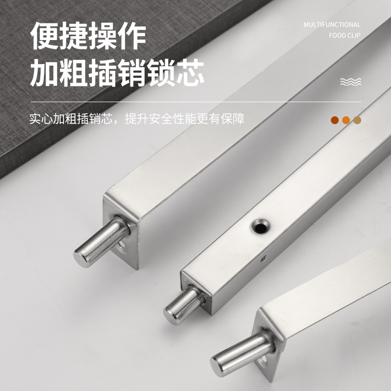 Stainless steel concealed latch double-opening wooden door, concealed concealed box-type L-shaped top and bottom latch gate, anti-theft door, lock bolt Application Scenario