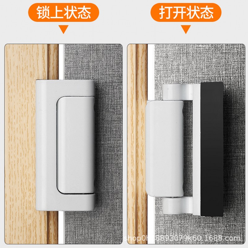 No need for drilling, built-in door lock, latch, door bolt, wooden door, sliding door, lock, bedroom door lock, door lock, snap, alloy details Picture