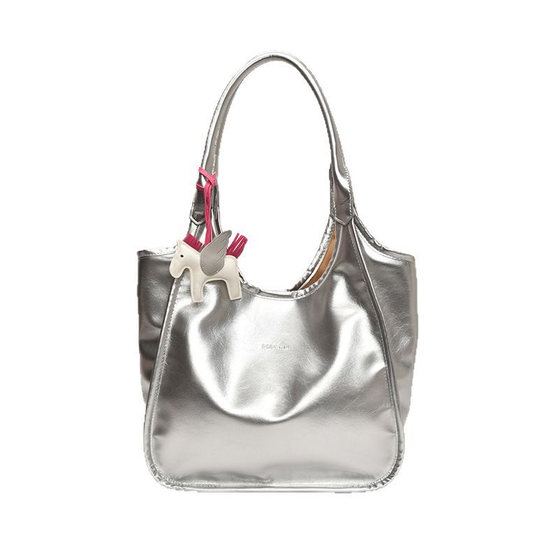 The 2025 new candy-colored large-capacity tote bag for women, with a high-end texture and a solid color, stylish commuting single-shoulder bag Item Picture