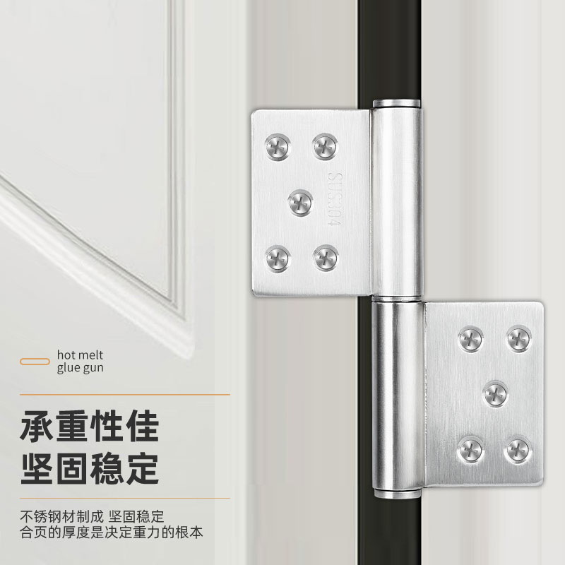 5-inch stainless steel flag-shaped hinge thickened and detachable, fireproof door hinge, bathroom aluminum alloy door folding hinge Specification drawing