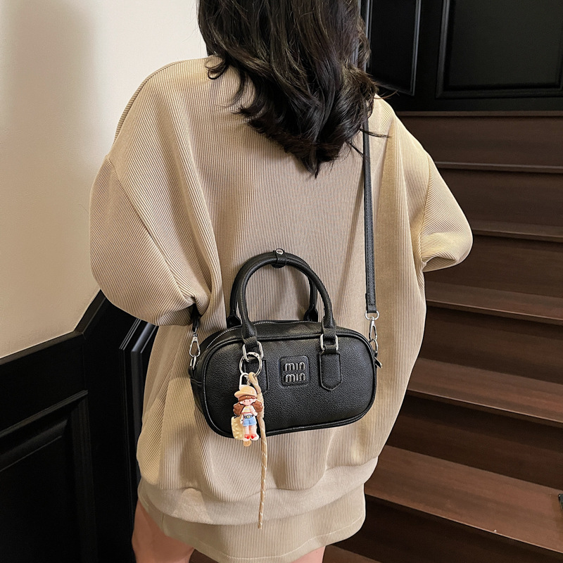 Retro hand-held bowling bag for women, 2025 new style, fashionable and high-quality hand-held small square bag, solid color, versatile crossbody bag Specification drawing