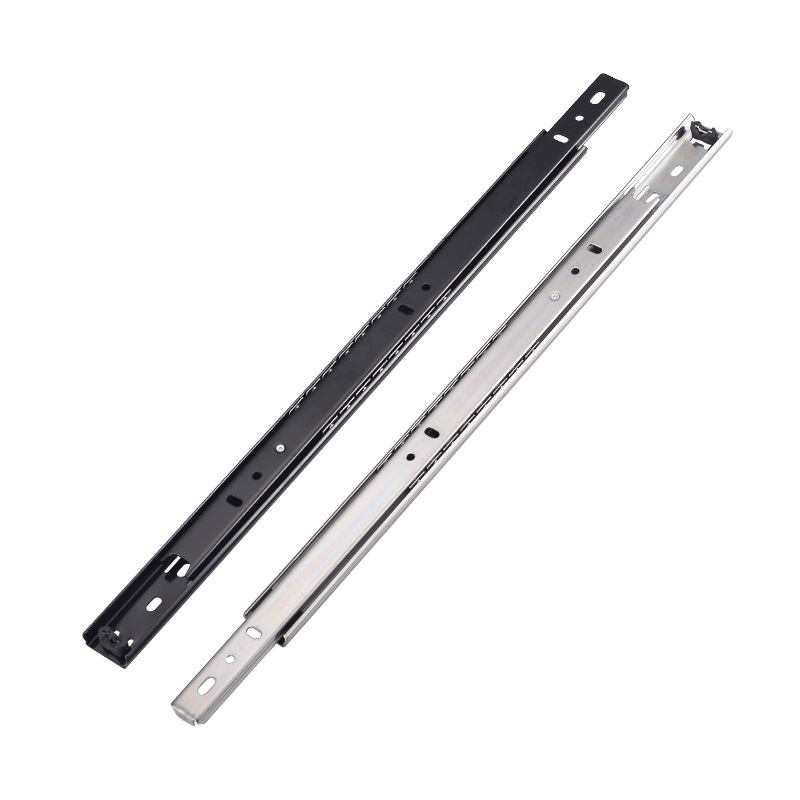 27 wide thickened two-section silent black galvanized keyboard drawer slide rail, 2710 two-section steel ball slide rail Item Picture