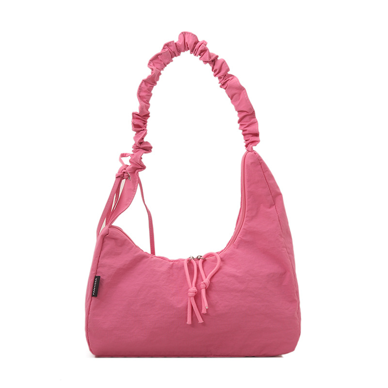 Summer large-capacity pleated drawstring shoulder strap dumpling bag for women, casual and versatile, suitable for class and commuting, single-shoulder crossbody large bag Item Picture