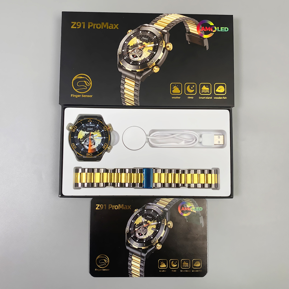 The cross-border bestseller Z91 PROMAX smartwatch features Bluetooth calls, local music, and an AMOLED outdoor sports watch Application Scenario