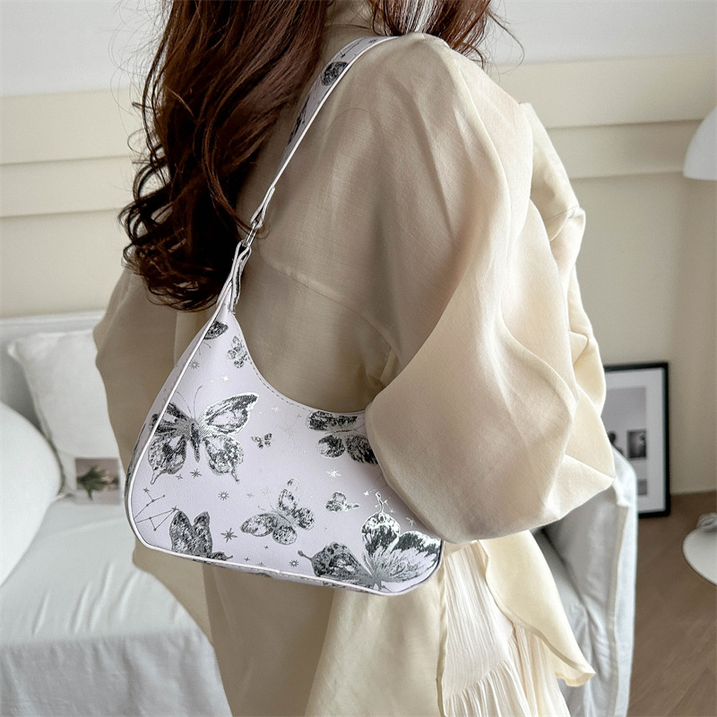 Cross-border large-capacity butterfly underarm bag for women, 2024 new style, Chinese-style texture single-shoulder bag, stylish and versatile crossbody bag Specification drawing