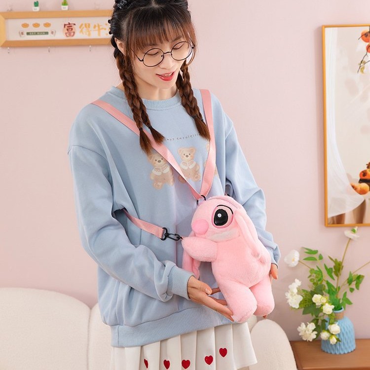 The new Capibarra Stitch plush bag, cartoon and cute, cute backpack, plush toy and cute doll Specification drawing