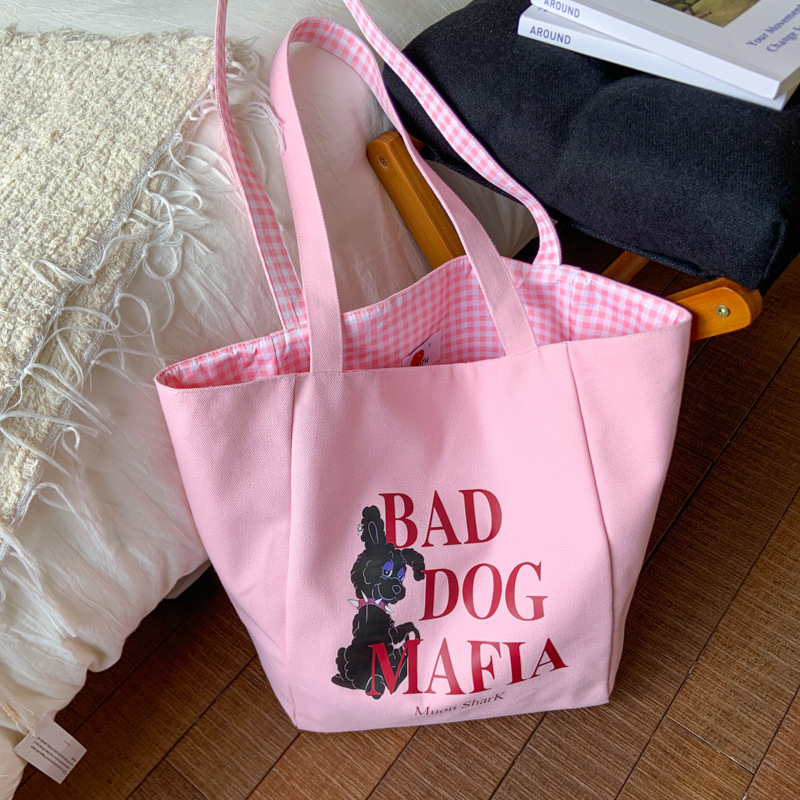 Fashionable printed canvas bag 2025 new large-capacity tote bag, trendy single-shoulder underarm bag, student commuter women's bag full figure