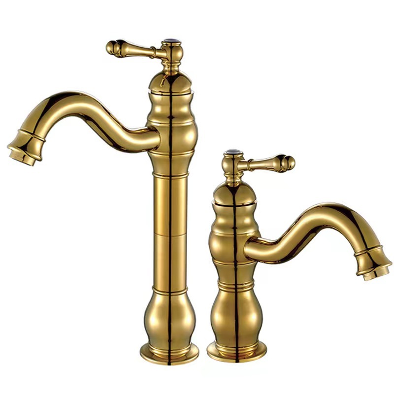 All-copper hot and cold dual-purpose bathroom washbasin, washbasin, universal rotating washbasin faucet, black antique washbasin faucet Item Picture