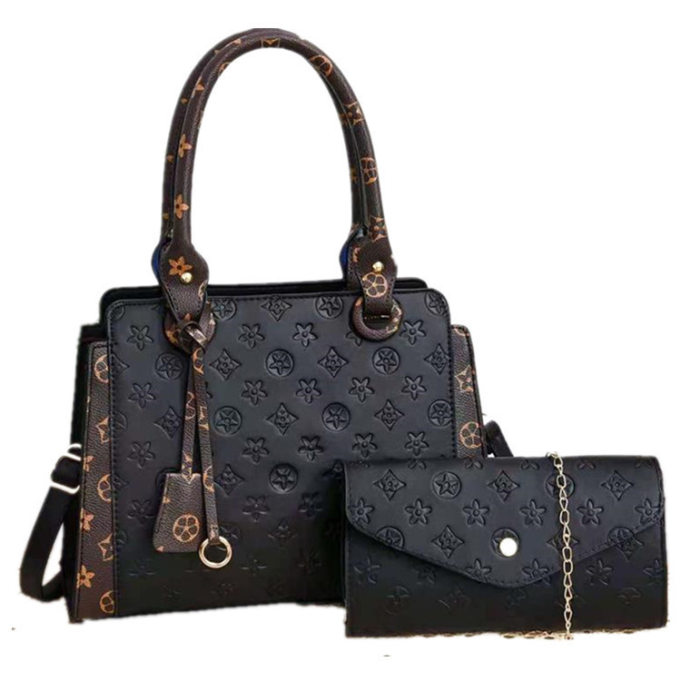 Cross-border foreign trade Women's Bag 2022 Embossed color-blocking pattern mother-and-child bag, single-shoulder crossbody bag, hand-carry color-matched bag, Mom bag consignment Item Picture