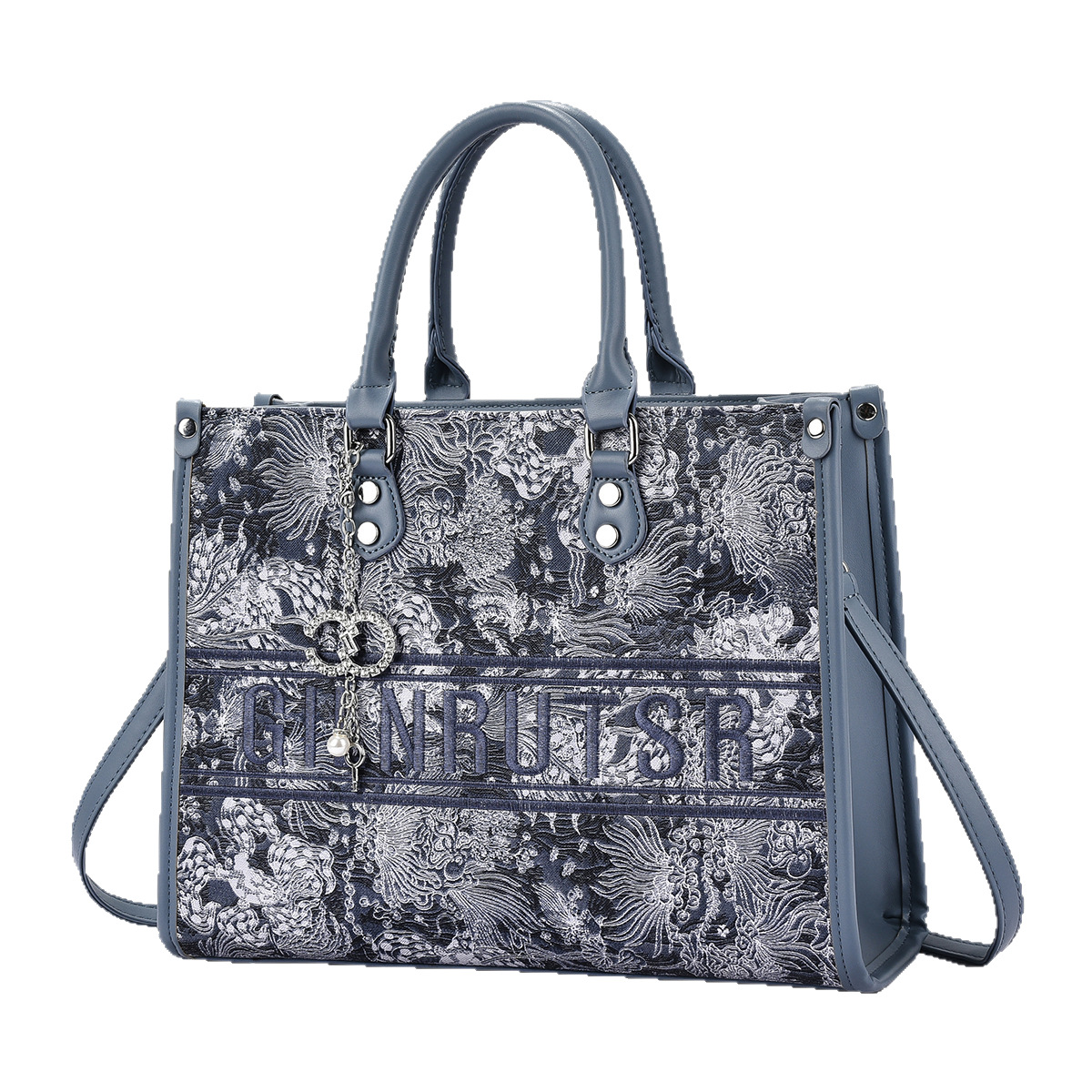 The 2025 new national trend women's bag features a fashionable and high-quality lettered tote bag with large capacity and a single-shoulder handbag Item Picture