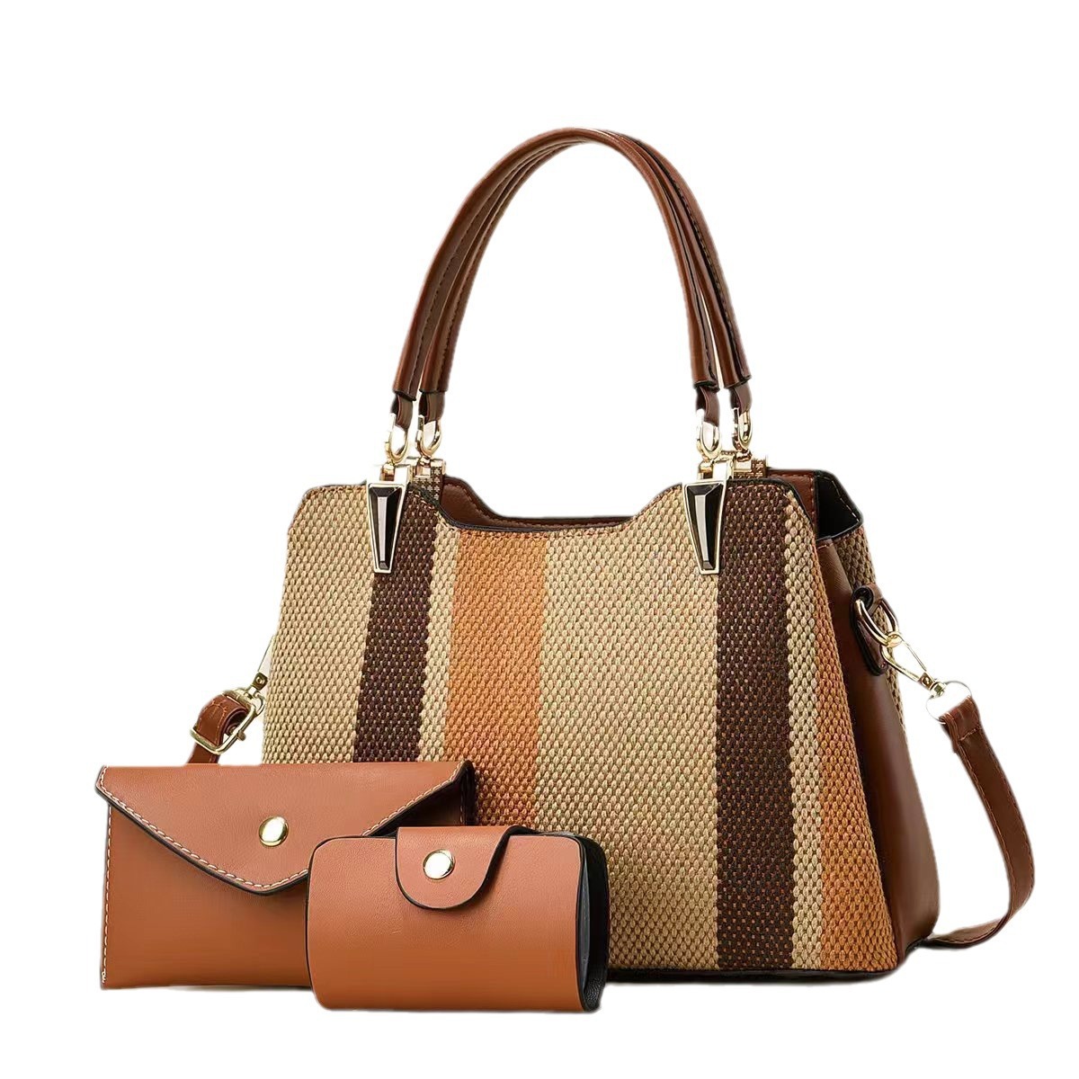 Korean Nib three-piece women's bag 2024 New trendy and fashionable large-capacity single-shoulder bag, versatile crossbody handbag Item Picture