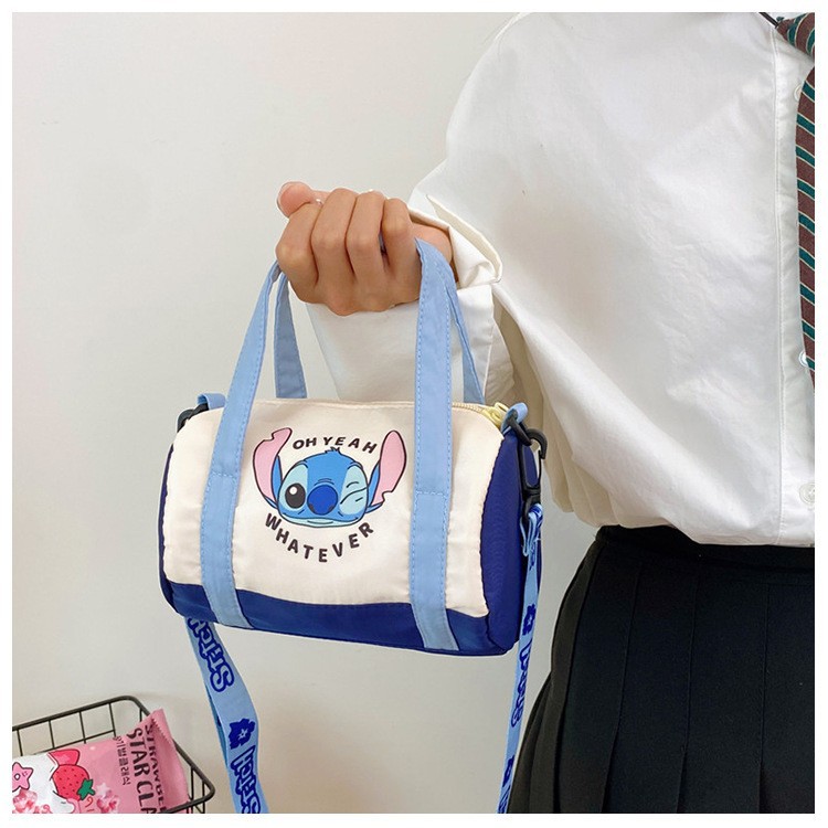New round bucket handbag, summer canvas, ins, versatile and cute handbag, girlish crossbody hand-held coin purse details Picture
