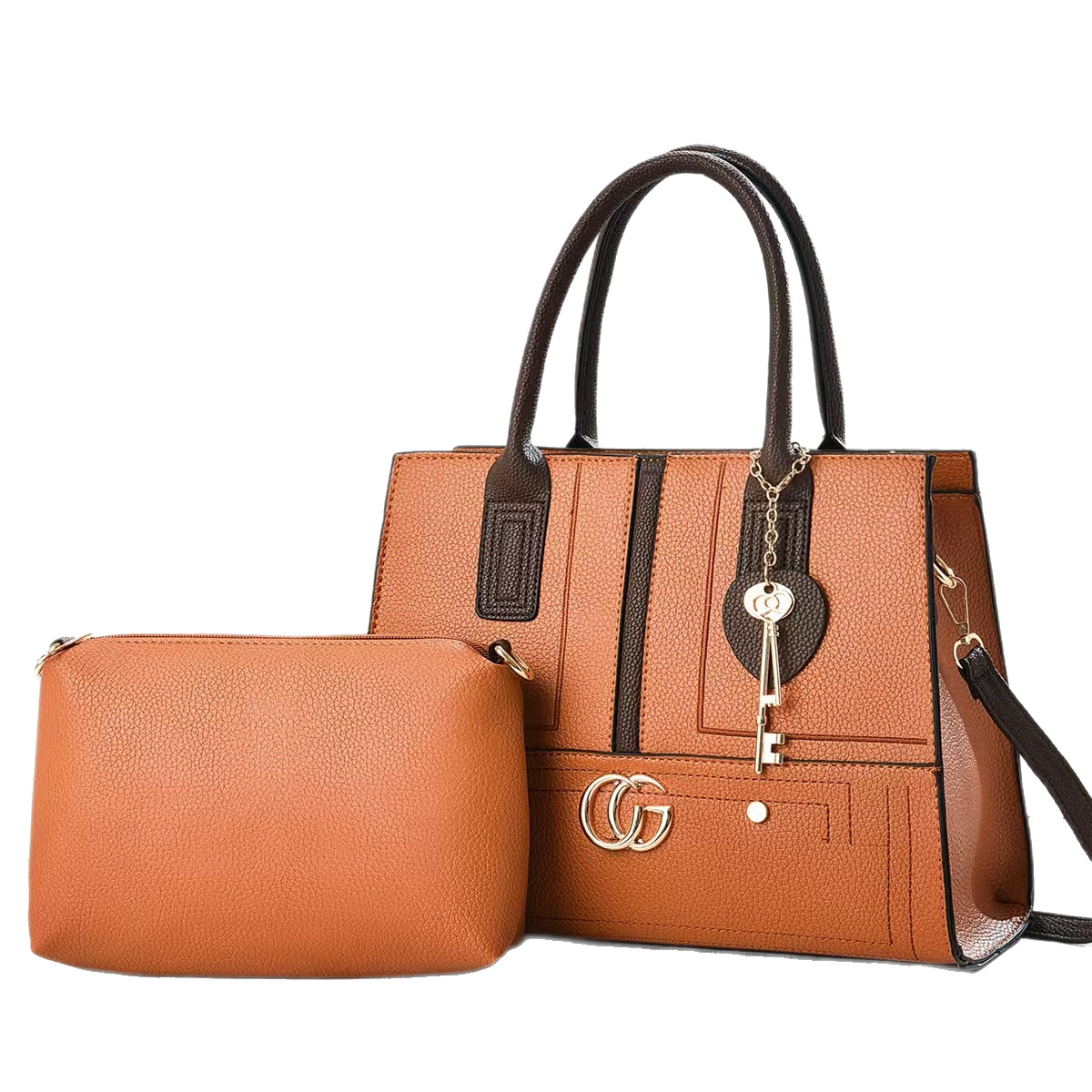 Wholesale single-shoulder bags, trendy and fashionable new color mother-and-child bags, European and American style mother-and-child bag two-piece set, simple women's bags Item Picture