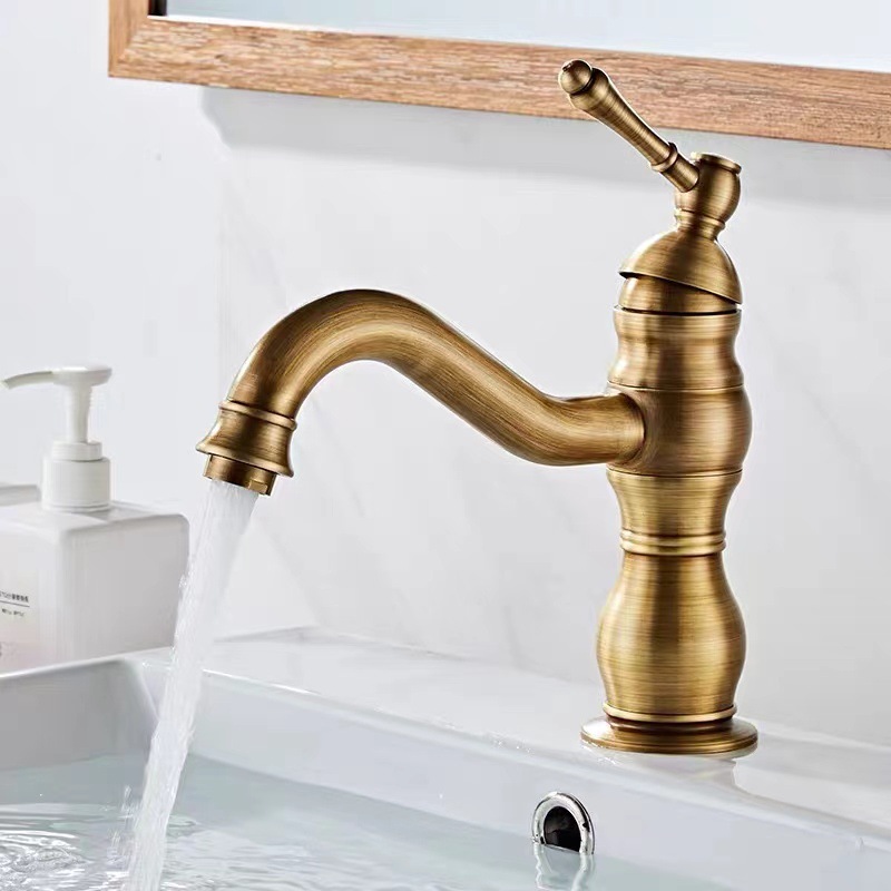 All-copper hot and cold dual-purpose bathroom washbasin, washbasin, universal rotating washbasin faucet, black antique washbasin faucet Application Scenario