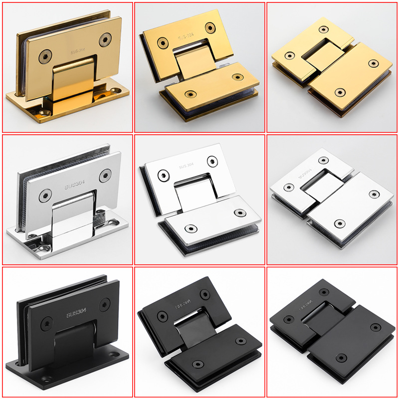 304 stainless steel frameless 90-degree glass door hinge, bidirectional bathroom glass clamp, shower room hinge 180-degree flat opening full figure