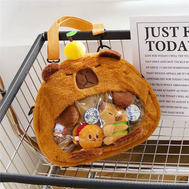 The new Capibara Capybara bag is a cute cartoon plush capybara bag with a girlish heart. It's a double-shoulder crossbody class backpack Application Scenario