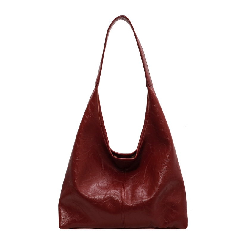 Soft surface, simple and large-capacity underarm bag for women, 2024 new style single-shoulder bag, fashionable and stylish, retro bucket bag for commuting Item Picture