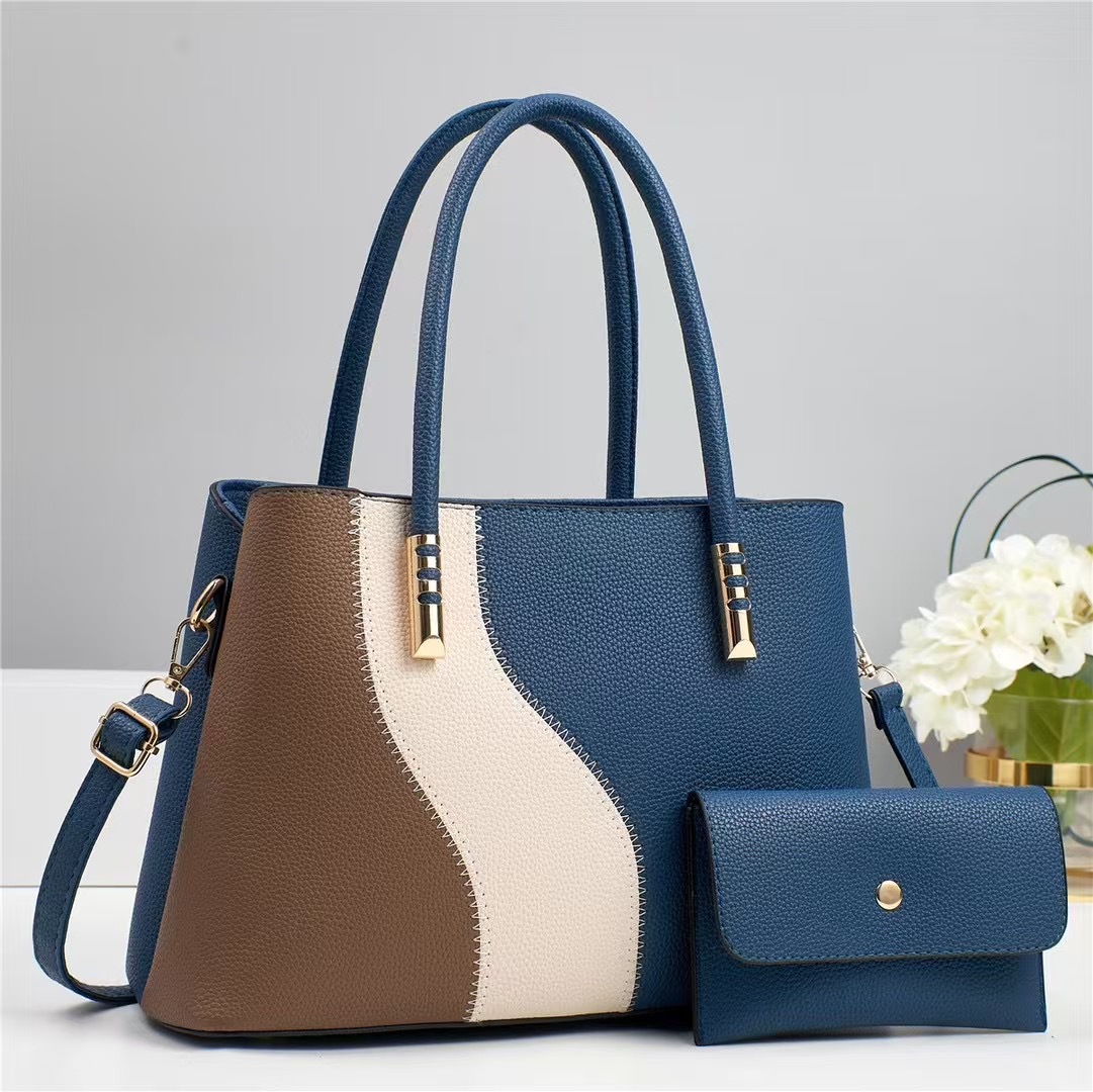 Handbag Women's 2025 Summer New color-blocking and patchwork foreign trade trendy fashion large-capacity single-shoulder crossbody bag for mothers Specification drawing