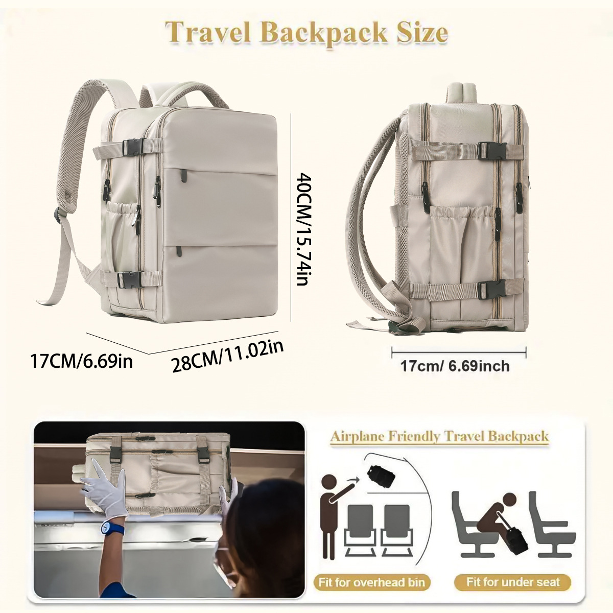 Feihong Cross-border Backpack: Large-capacity, multi-functional, dry and wet classification, waterproof and high-end Mommy backpack for business trips and travels Specification drawing