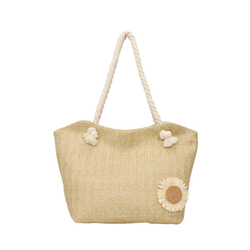 Stylish and versatile large-capacity straw-woven bucket bag for women 2025 new style, trendy and fashionable, thick rope hand-held shoulder bag for women Item Picture