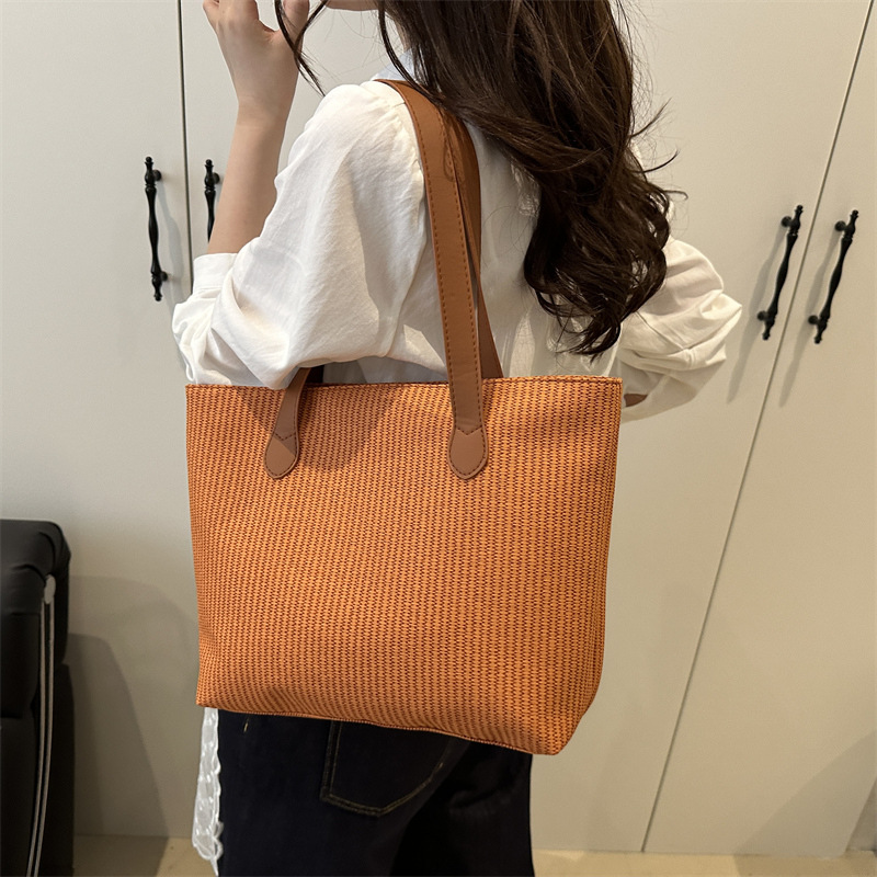 Cross-border bags, women's large capacity 2025 new style vacation beach bag, woven bucket bag, vegetable basket, commuter tote bag Specification drawing