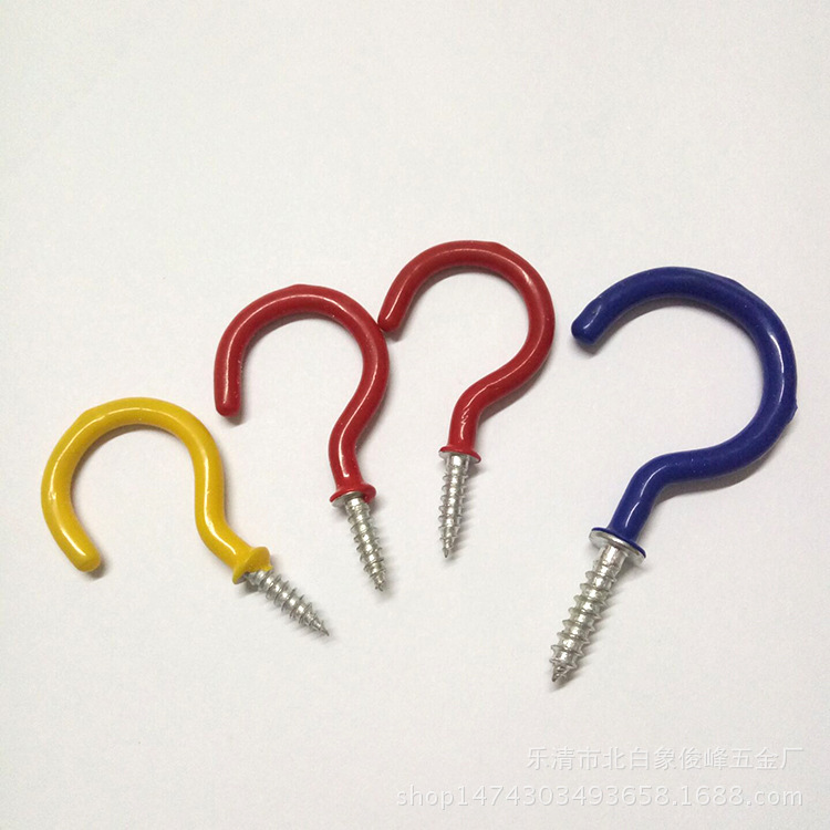 Wholesale of plastic-coated cup hooks, color question mark hooks, stainless steel open sheepeye lamp hooks, and plastic-coated question mark hooks Item Picture