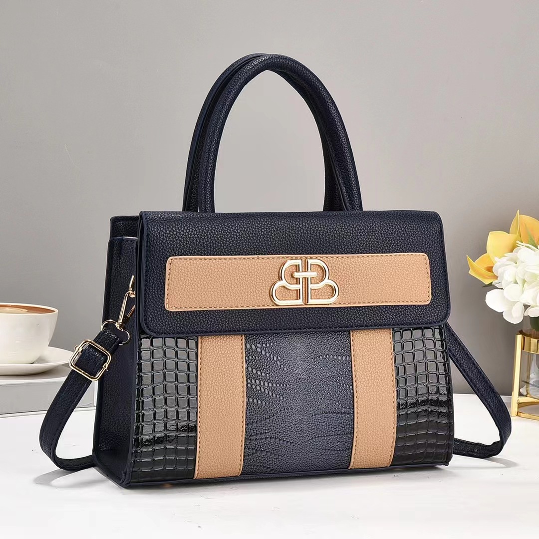 New bright leather color-blocking fashionable single-shoulder bag, crossbody bag, trendy women's bag, high-end cross-border large-capacity handbag Application Scenario