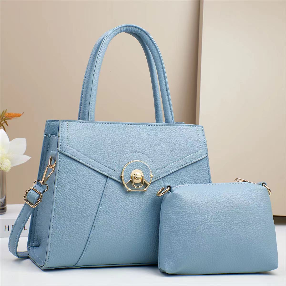 Two-piece fashionable and simple women's handbag, single-shoulder crossbody bag, trendy 2024 brand, elegant mom bag, large capacity details Picture