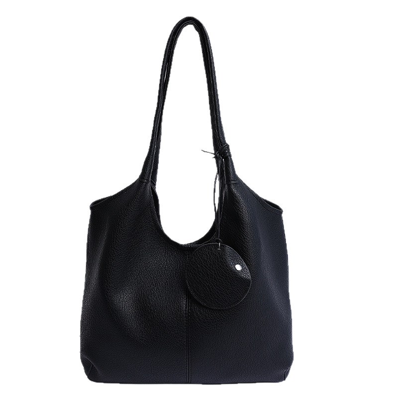 Versatile retro handbag, solid color, large capacity tote bag, 2025 new trendy and fashionable shoulder bag, casual underarm bag Item Picture