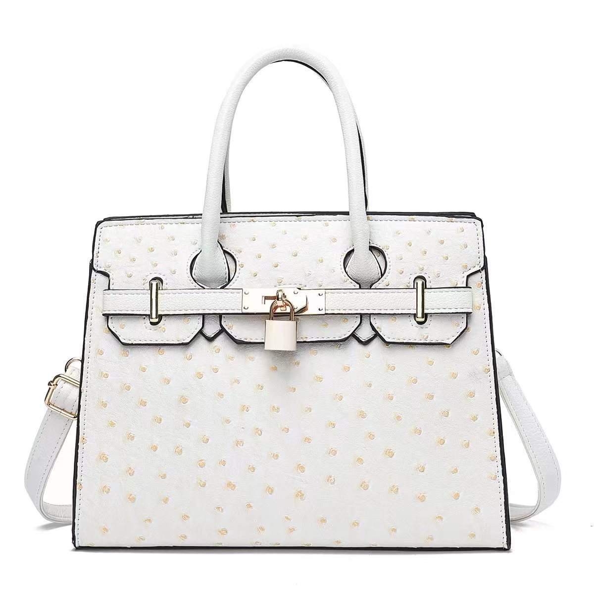 High-end and stylish handbags, new trendy Kelly bags, versatile crossbody single-shoulder bags, ostrich-patterned platinum bags, large bags Item Picture