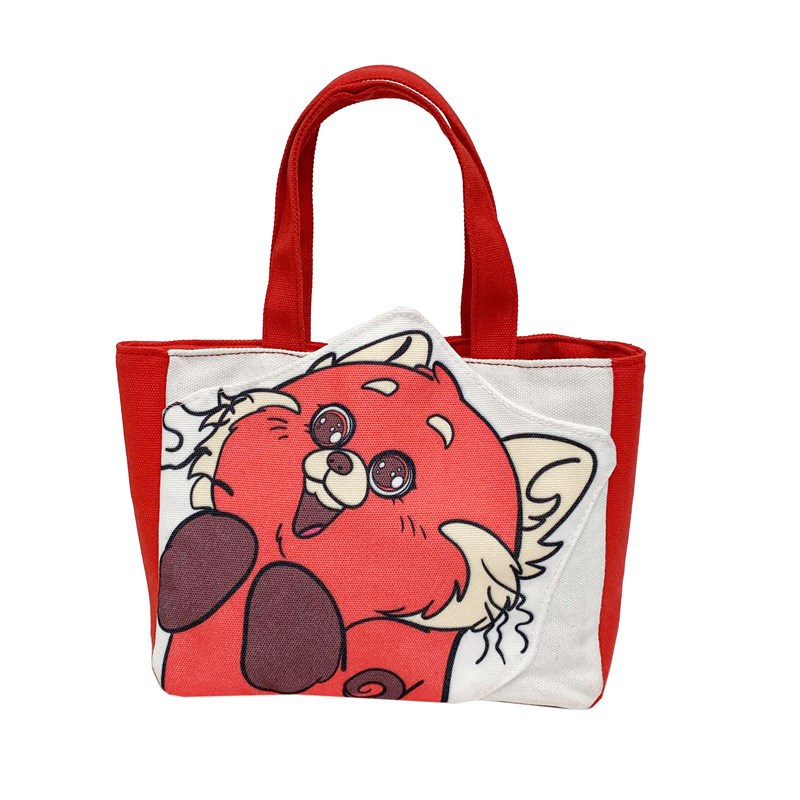 New summer Qiqi Ham Pig Hug Dragon Red Panda Canvas handbag Large capacity student commuter tote bag Item Picture